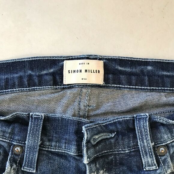 Simon Miller Distressed Moto Low Rise Stretch Skinny Denim Jeans - Picture 4 of 11